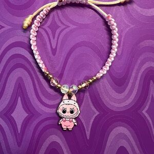 Labubu Pink and Gold Kids Charm Bracelet